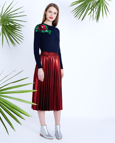 Savida Metallic Pleat Skirt